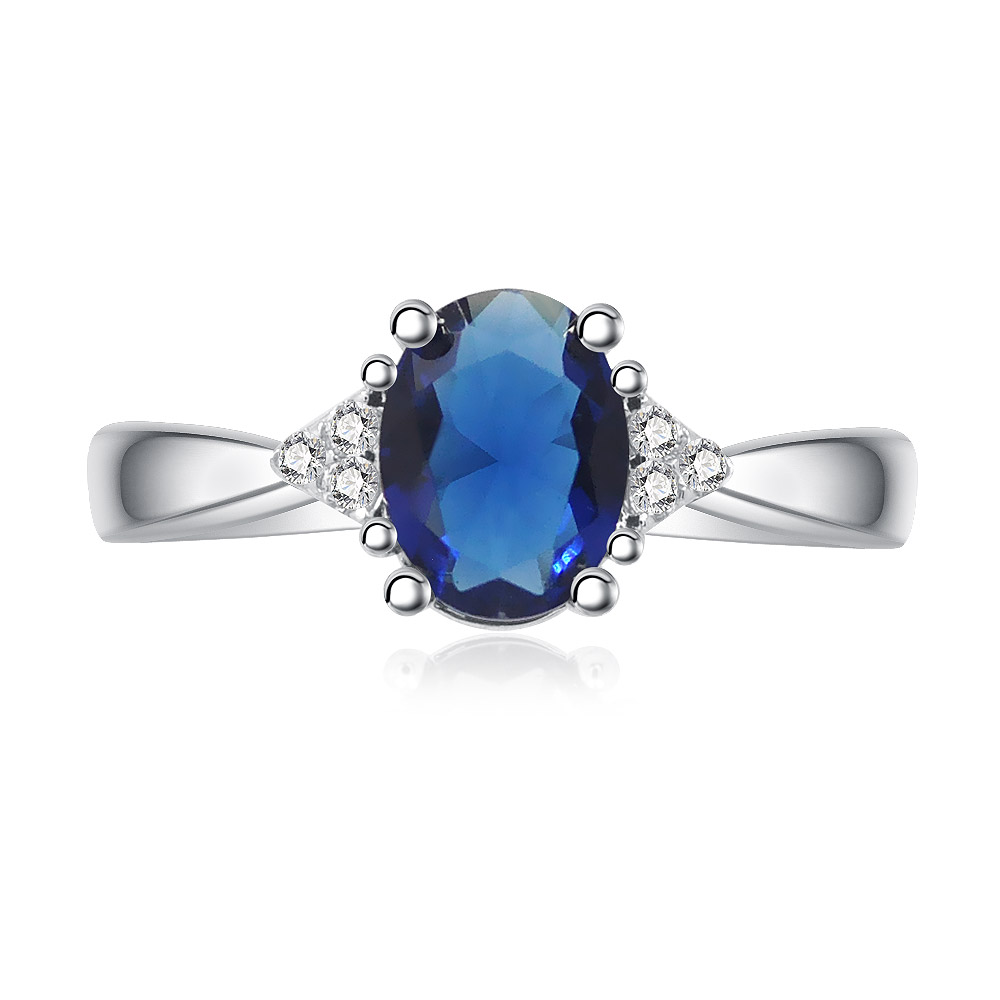 Oval Sapphire and Zirconia Ring